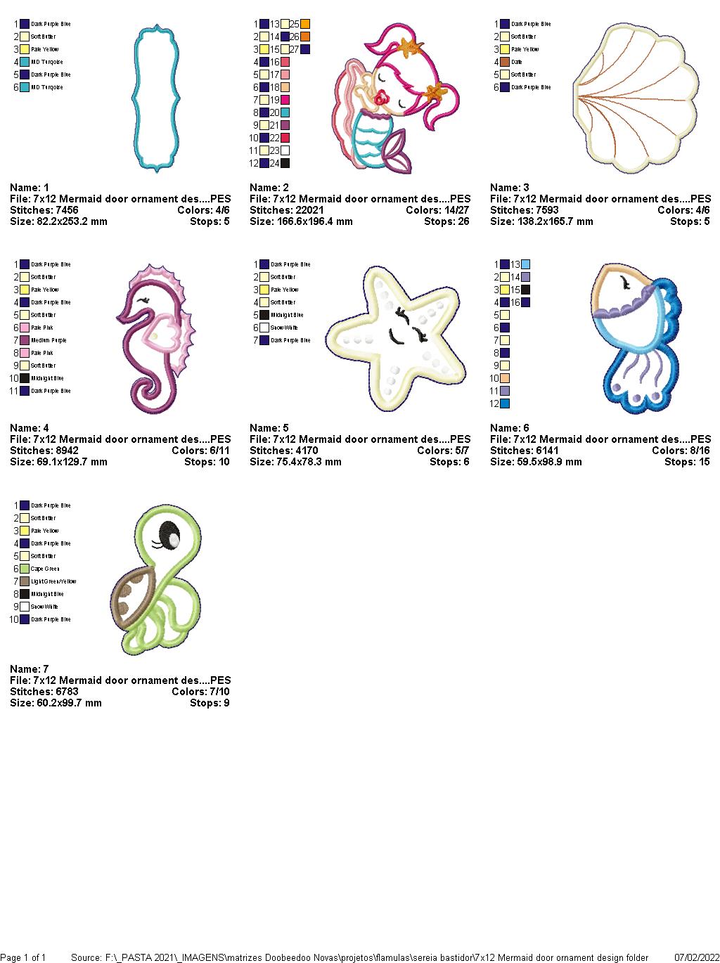Mermaid Door Ornament - ITH Project - Machine Embroidery Design