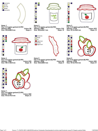 Apples Wreath - ITH Project - Machine Embroidery Design