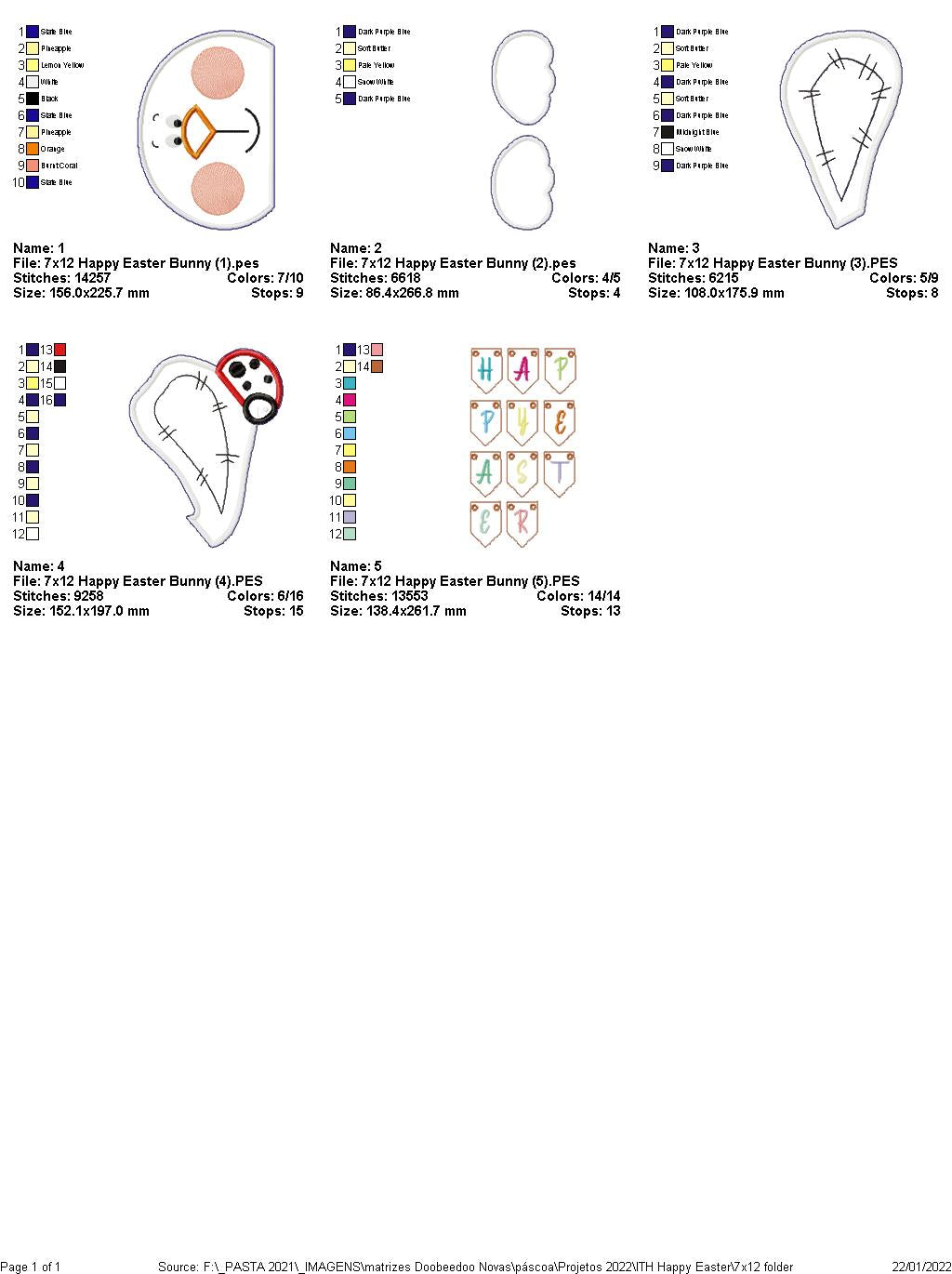 Happy Easter Bunny Ornament - ITH Project - Machine Embroidery Design