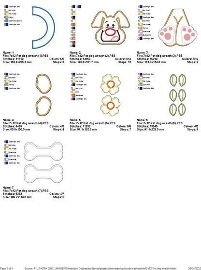 Pet Puppy Wreath - ITH Project - Machine Embroidery Design