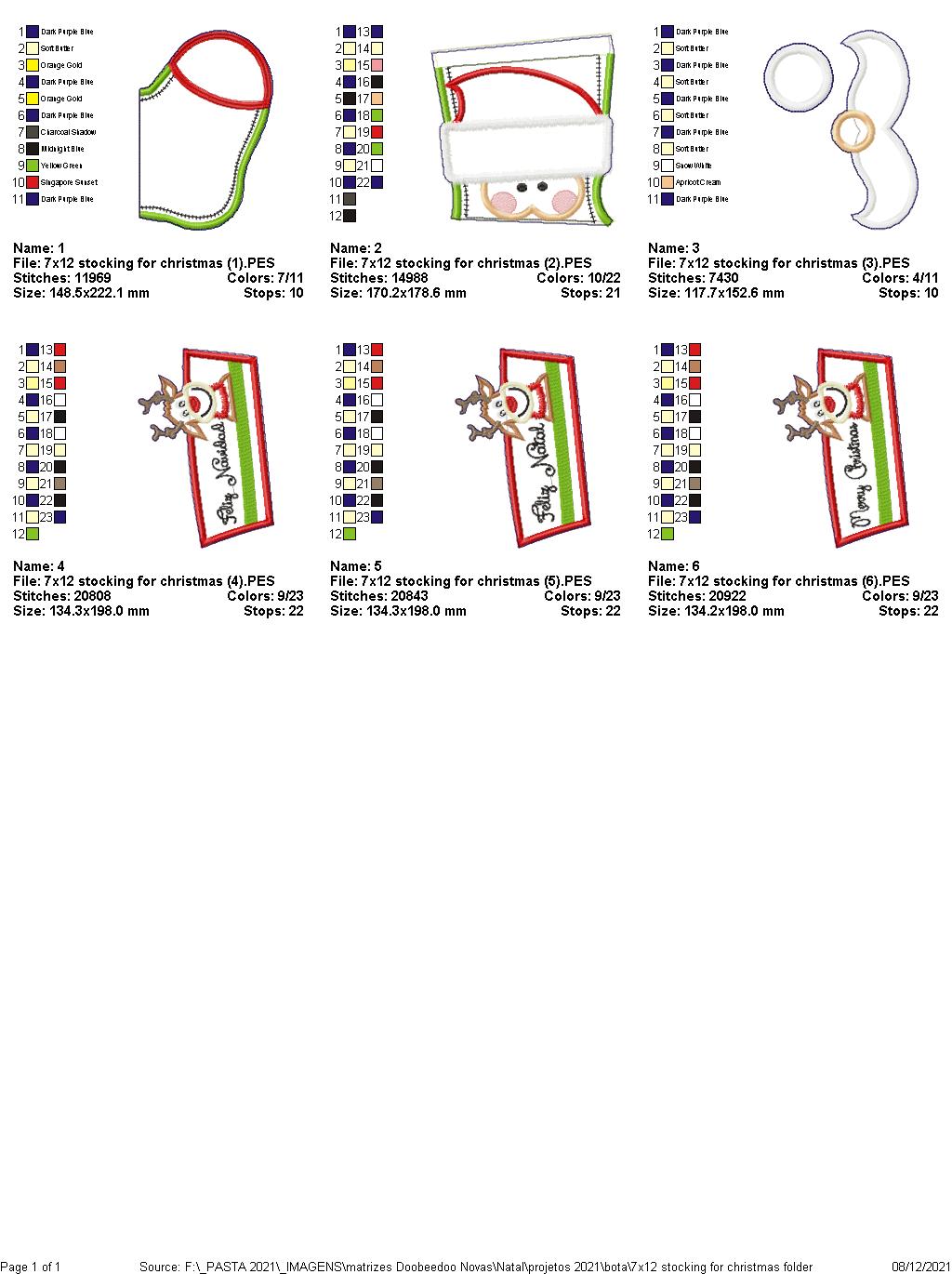 Christmas Stocking Door Ornament - ITH Project - Machine Embroidery Design