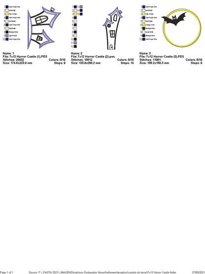 Halloween Horror Castle Door Ornament - ITH Project - Machine Embroidery Design