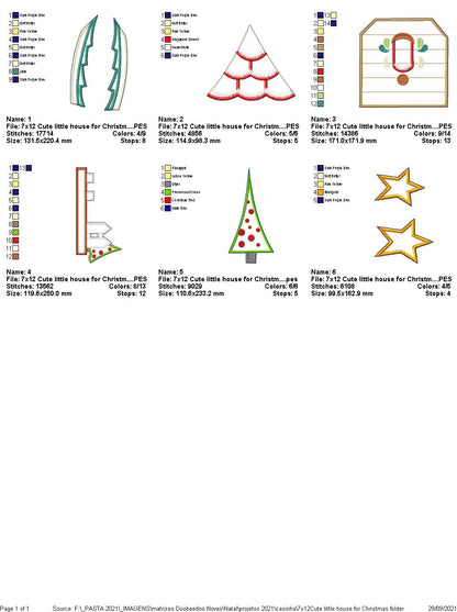 Cute Christmas Little House Vase Ornament - ITH Project - Machine Embroidery Design