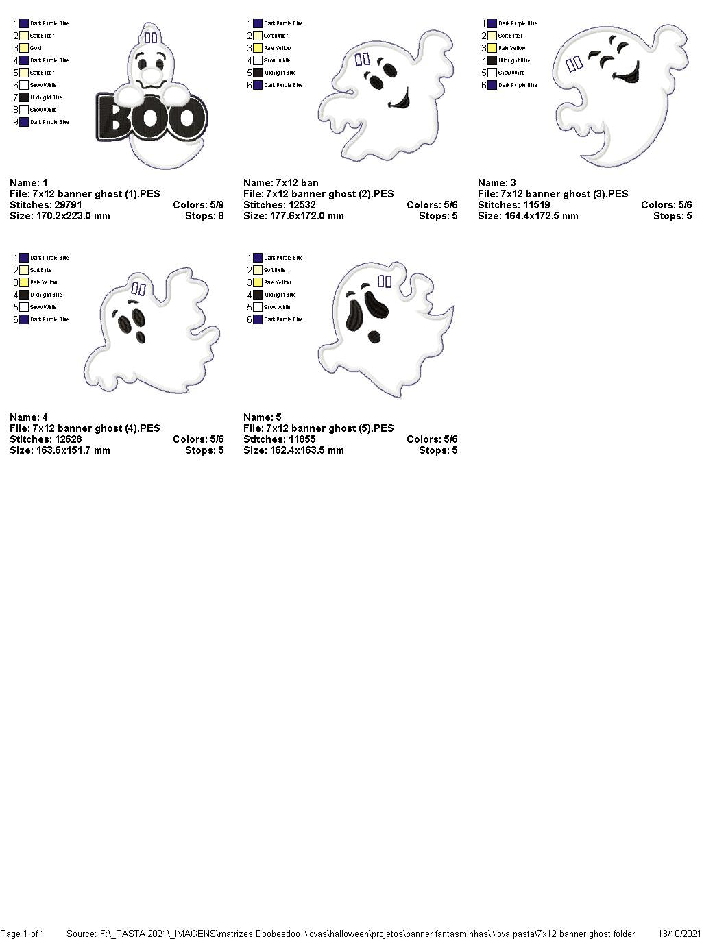 Halloween Ghosts Banner - ITH Project - Machine Embroidery Design