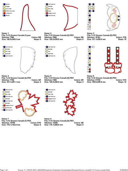 Gnome Canada with Maple Leaf - ITH Project - Machine Embroidery Design