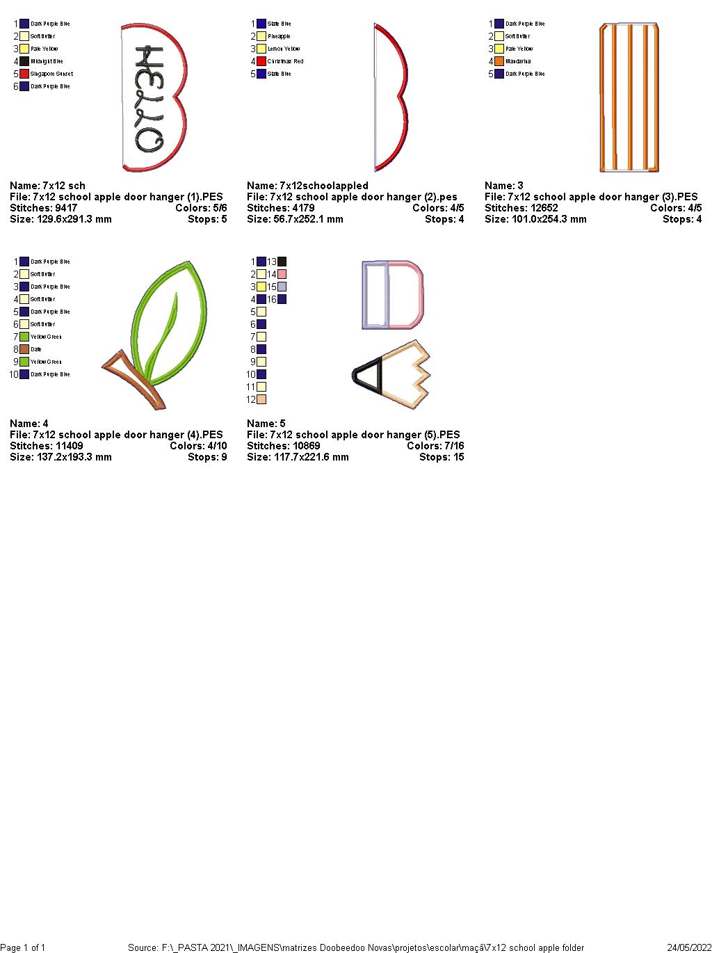 Apple Door Decoration for School - ITH Project - Machine Embroidery Design