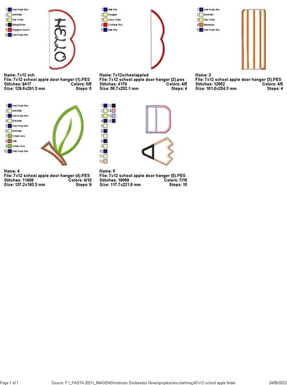 Apple Door Decoration for School - ITH Project - Machine Embroidery Design