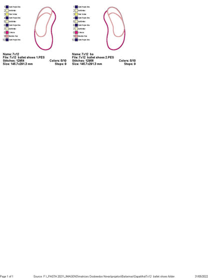 Ballet Pointe Shoes - ITH Project - Machine Embroidery Design