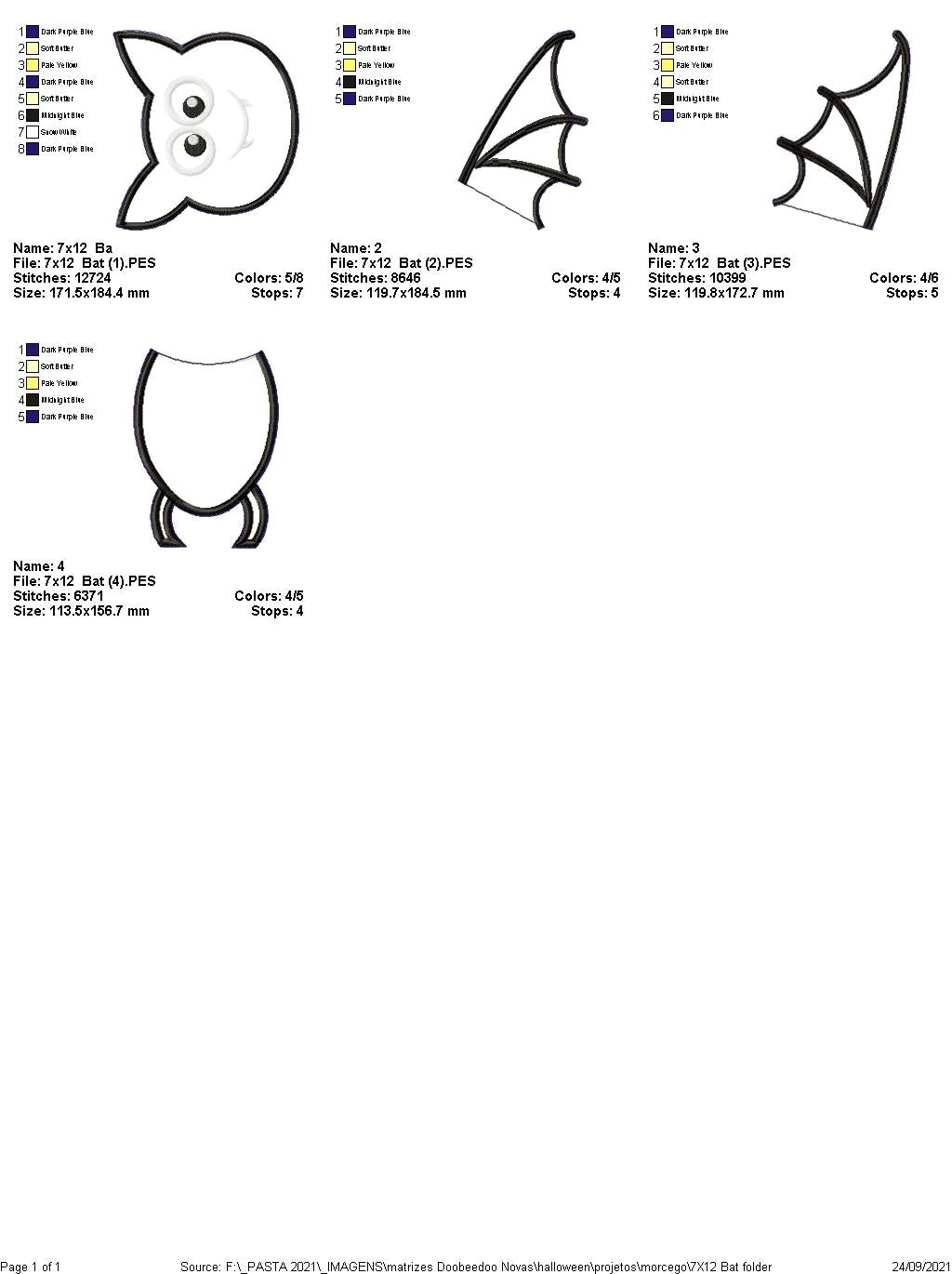 Halloween Bat Boy Ornament - ITH Project - Machine Embroidery Design