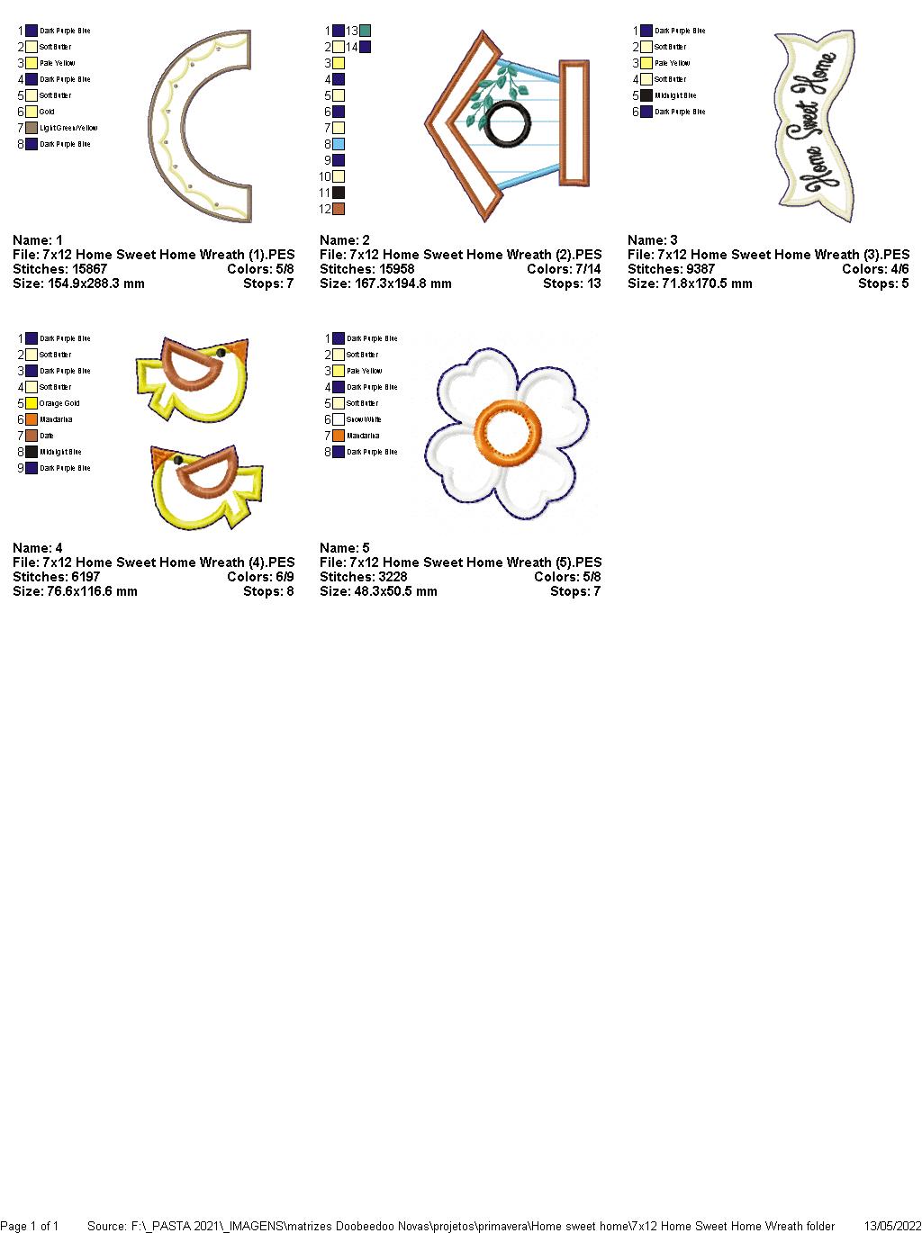 Home Sweet Home Wreath - ITH Project - Machine Embroidery Design