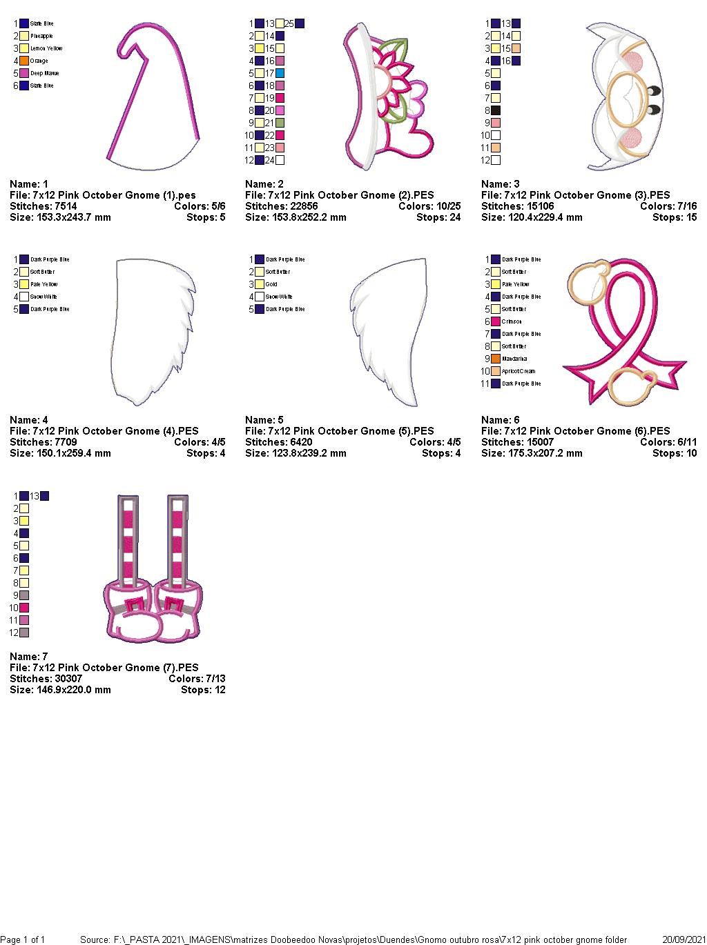 Pink October Gnome Ornament - ITH Project - Machine Embroidery Design