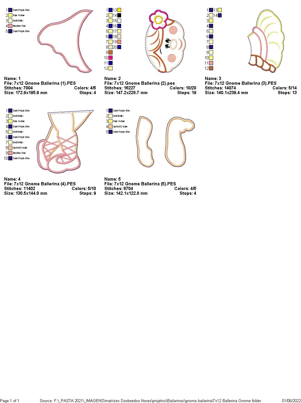 Ballerina Gnome - ITH Project - Machine Embroidery Design