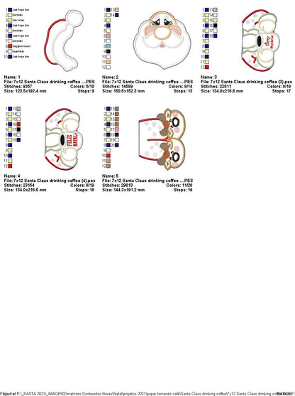 Santa and Mrs. Claus Having a Coffee Ornament - ITH Project - Machine Embroidery Design