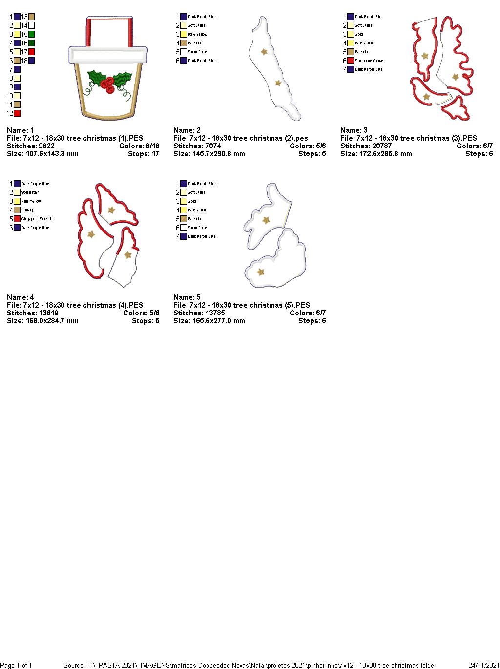 Christmas Tree Vase Ornament - ITH Project - Machine Embroidery Design