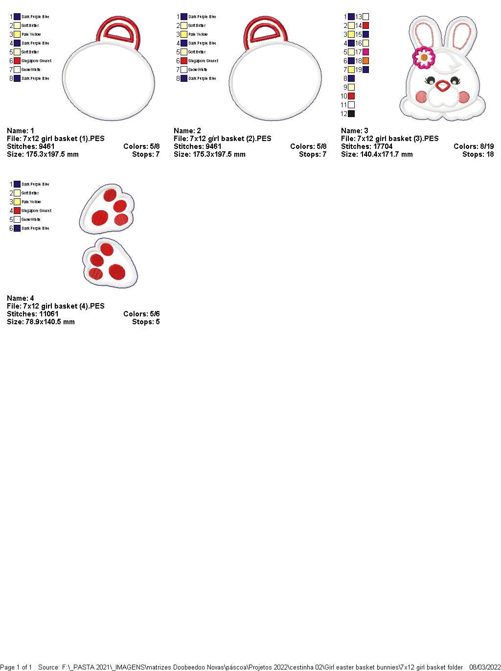 Easter Bunny Boy and Girl Basket - ITH Project - Machine Embroidery Design