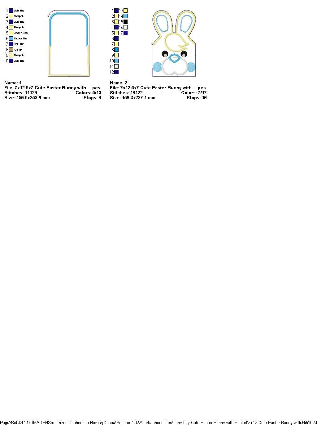 Easter Bunny Cute with Pocket - ITH Project - Machine Embroidery Design