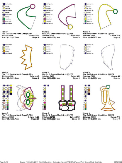 Mardi Gras Gnome - ITH Project - Machine Embroidery Design