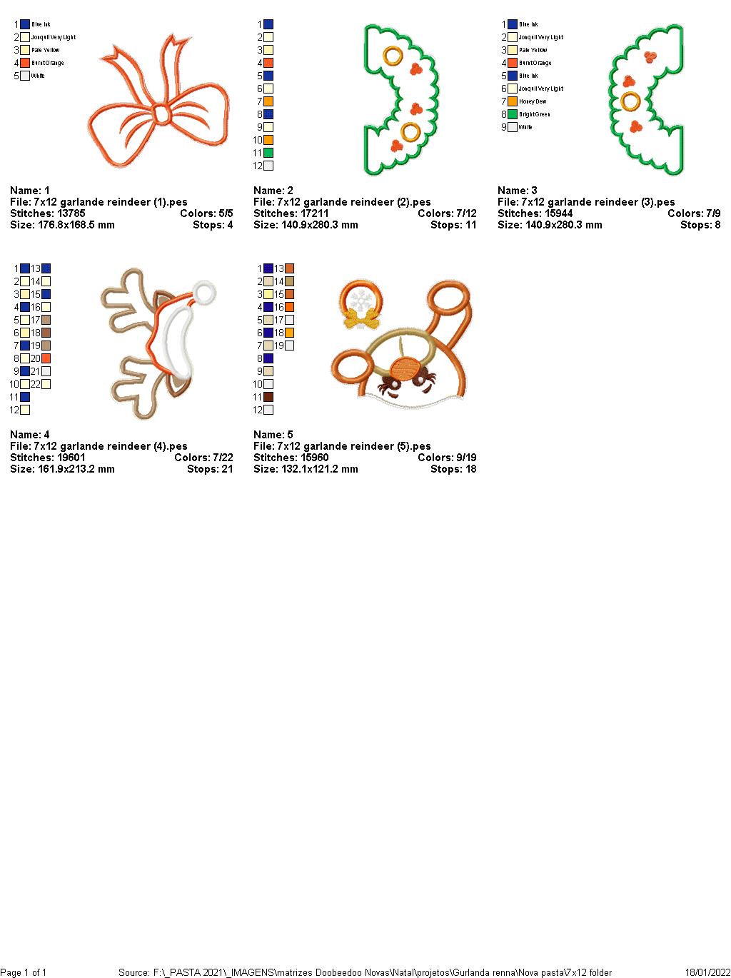Reindeer Wreath Christmas - ITH Project - Machine Embroidery Design