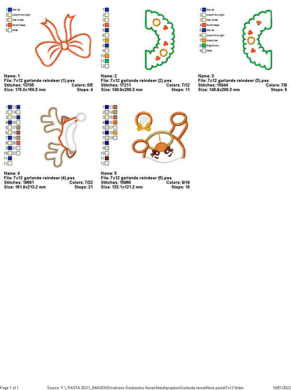 Reindeer Wreath Christmas - ITH Project - Machine Embroidery Design