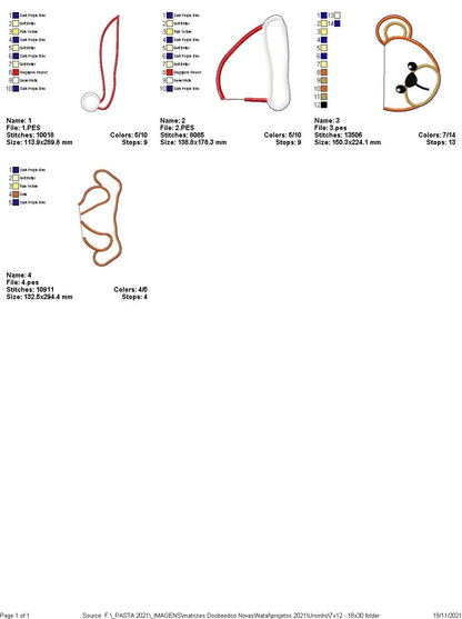 Christmas Bear Ornament - ITH Project - Machine Embroidery Design