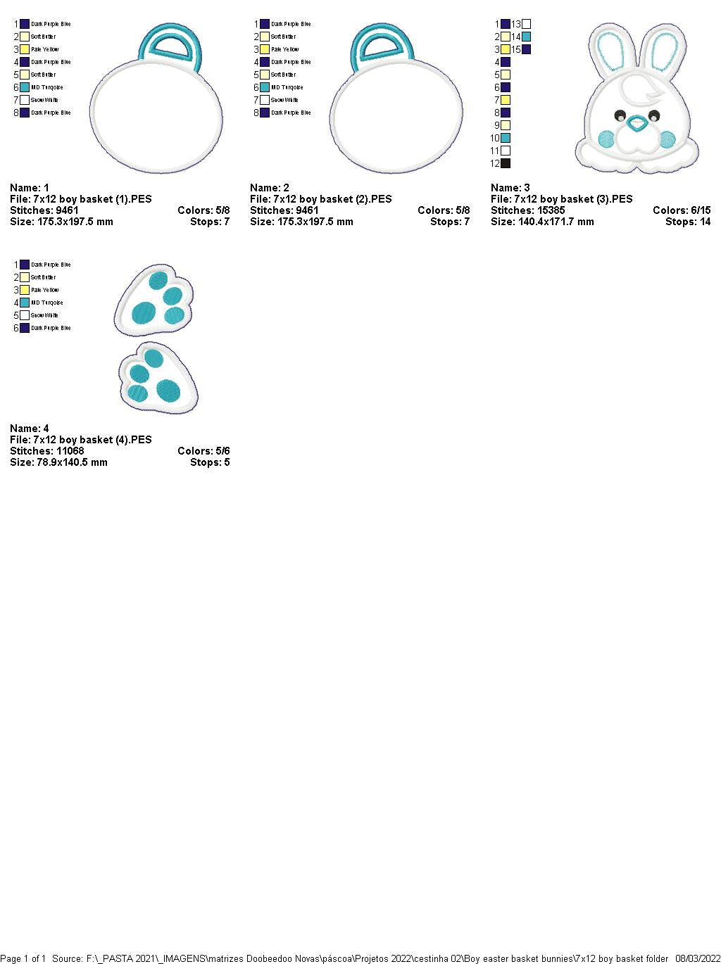 Easter Bunny Boy and Girl Basket - ITH Project - Machine Embroidery Design