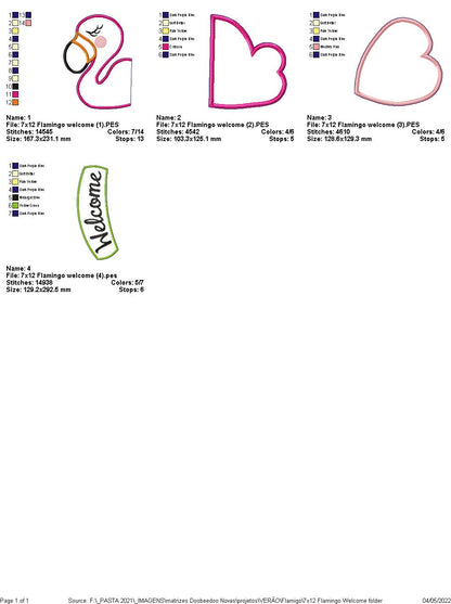 Flamingo Welcome Ornament - ITH Project - Machine Embroidery Design