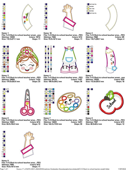 Back to School Wreath - ITH Project - Machine Embroidery Design