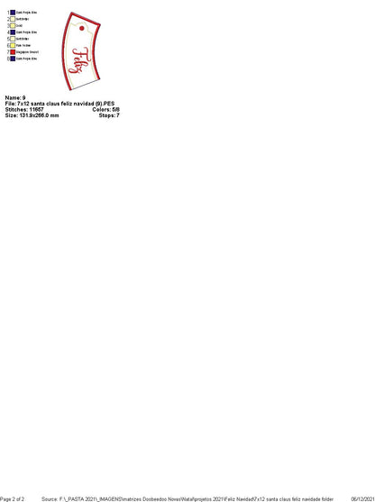 Santa Claus Feliz Navidad Door Ornament - ITH Project - Machine Embroidery Design