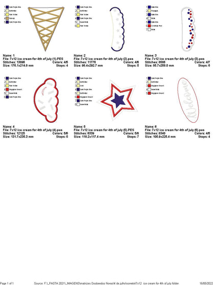 Welcome Ice cream 4th of July - ITH Project - Machine Embroidery Design