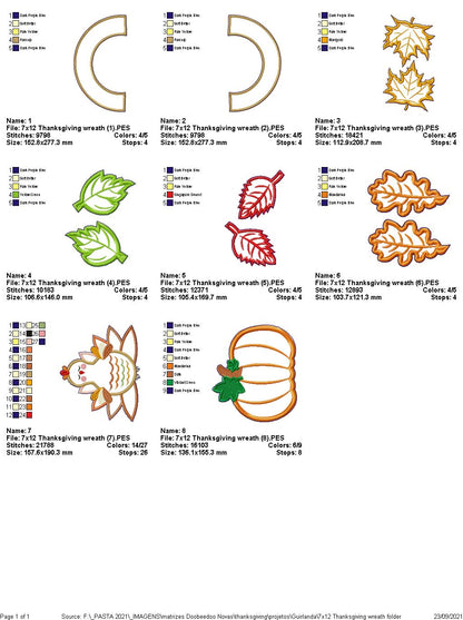 Thanksgiving Fall Wreath Ornament - ITH Project - Machine Embroidery Design