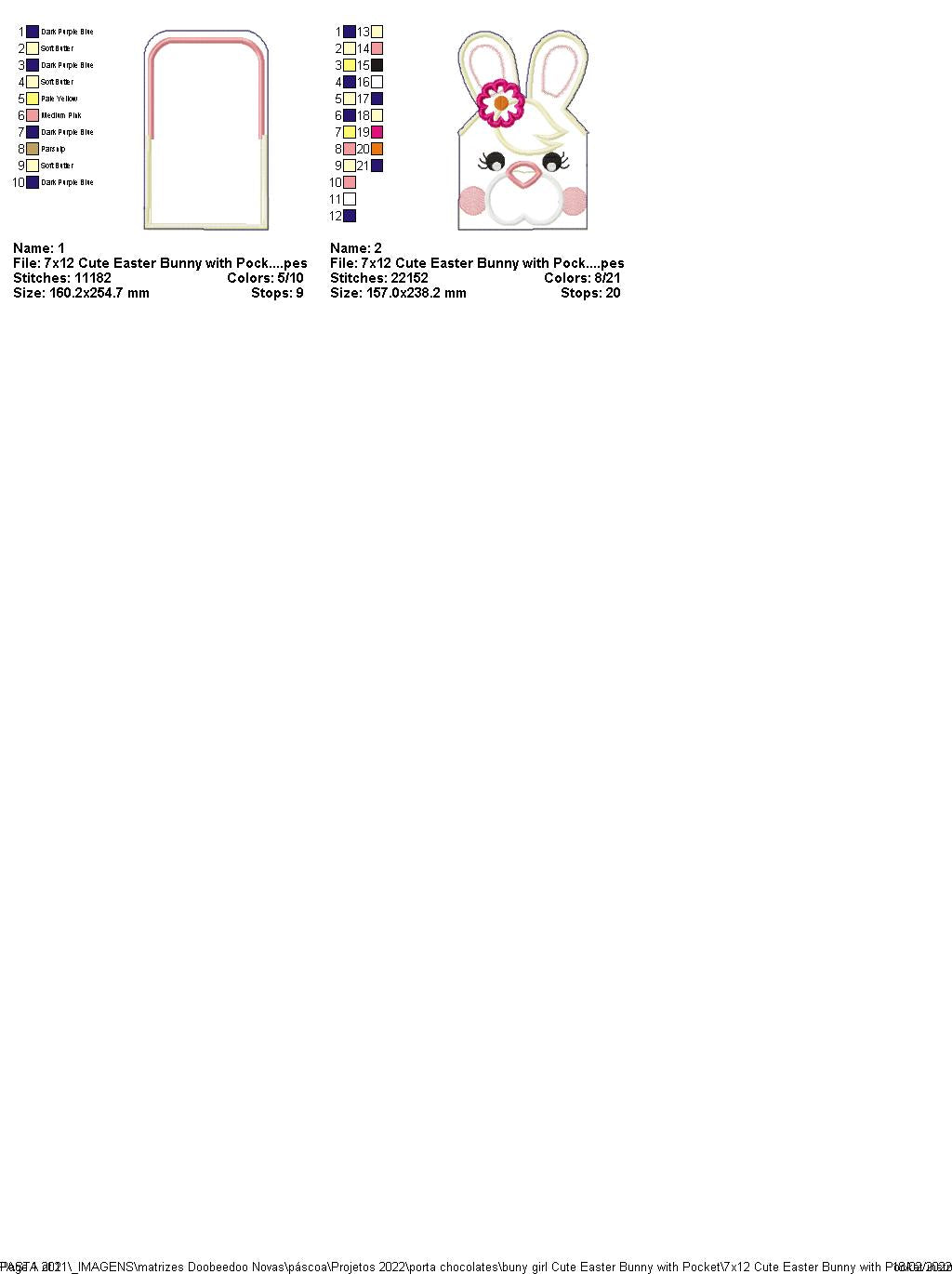 Bunny Girl Cute with Pocket - ITH Project - Machine Embroidery Design