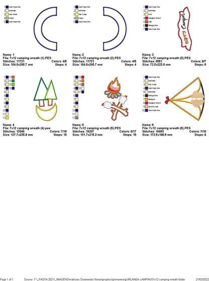 Camping Wreath Door Ornament - ITH Project - Machine Embroidery Design