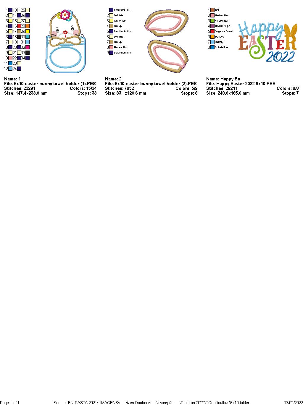 Cute Easter Bunny Dish Cloth Hanger - ITH Project - Machine Embroidery Design