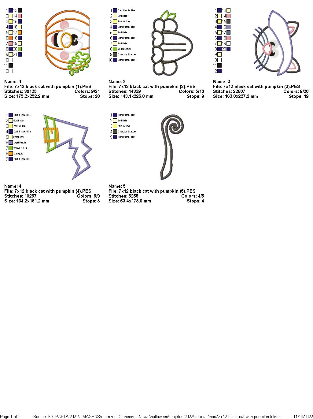 Black Cat with Pumpkin - ITH Project - Machine Embroidery Design