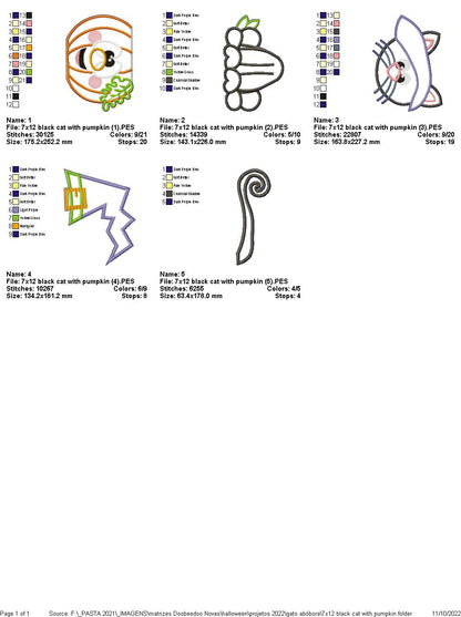 Black Cat with Pumpkin - ITH Project - Machine Embroidery Design