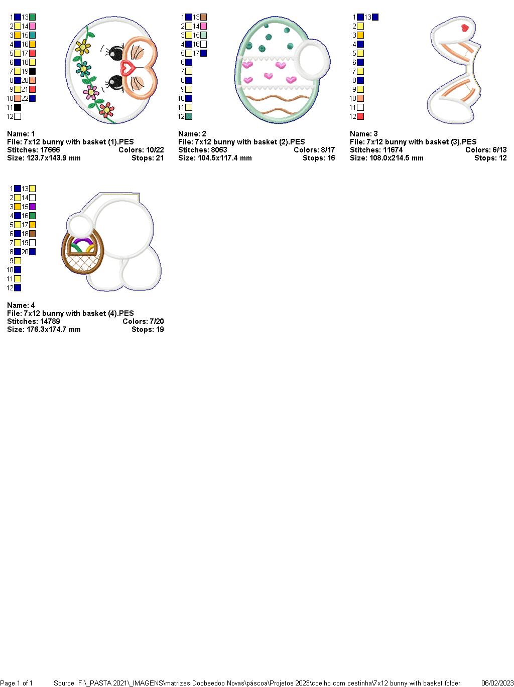 Bunny with Basket - ITH Project - Machine Embroidery Design