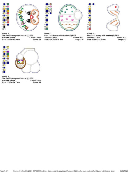 Bunny with Basket - ITH Project - Machine Embroidery Design