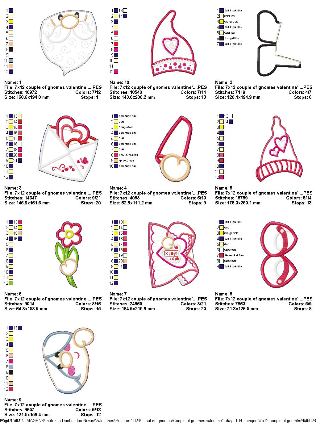 Gnomes Couple Valentine's Day - ITH Project - Machine Embroidery Design