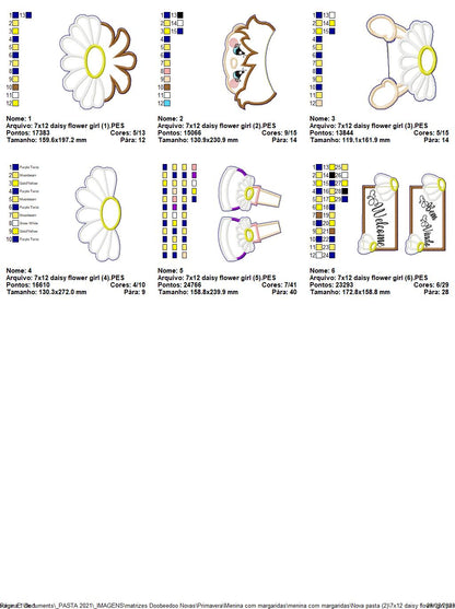 Daisy Flower Girl Spring Ornament - ITH Project - Machine Embroidery Design
