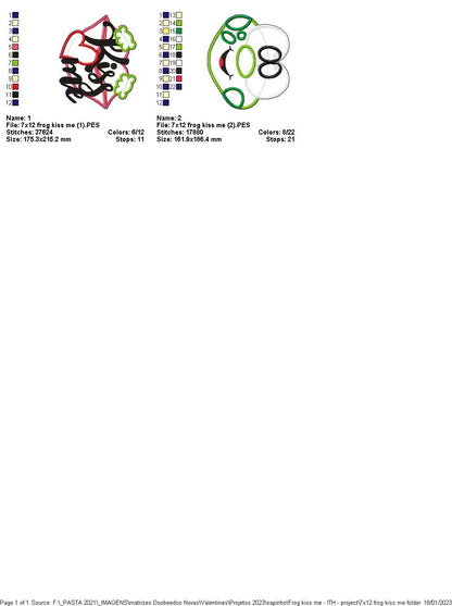 Frog Kiss Me for Valentine's Day - ITH Project - Machine Embroidery Design