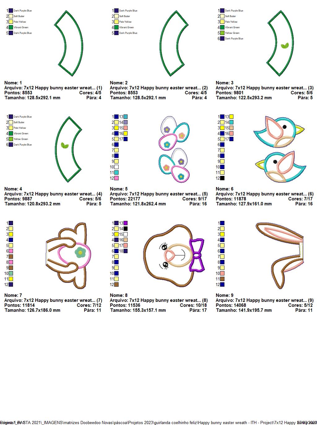 Happy Bunny Easter Wreath - ITH Project - Machine Embroidery Design