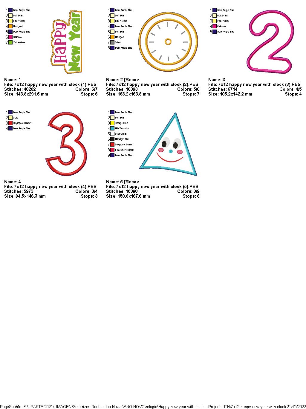 Happy New Year 2025 with Clock - ITH Project - Machine Embroidery Design