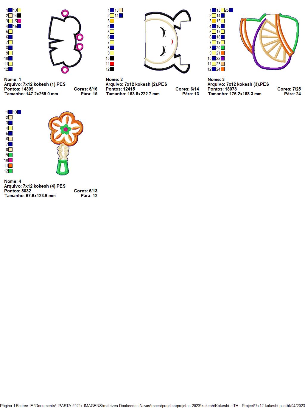 Japanese Kokeshi Doll Ornament - ITH Project - Machine Embroidery Design