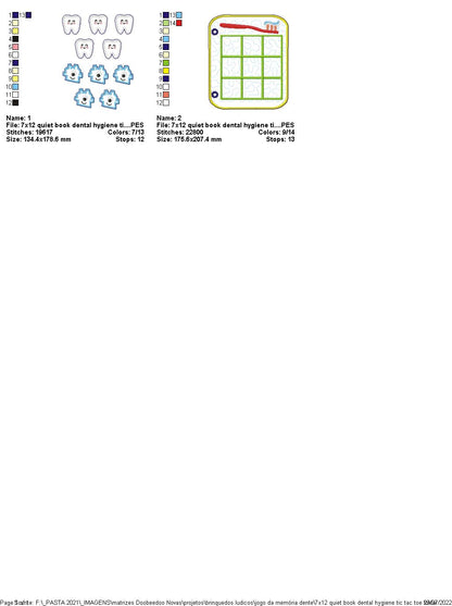 Dental Hygiene Tic Tac Toe Sensory Book - ITH Project - Machine Embroidery Design