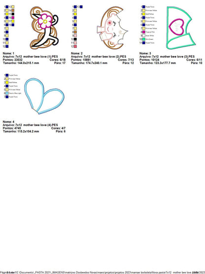 Bee Love Mothers Day Ornament - ITH Project - Machine Embroidery Design