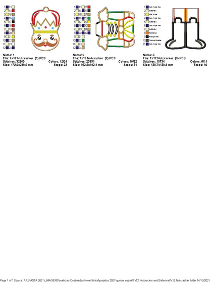 Nutcracker Vase Ornament - ITH Project - Machine Embroidery Design