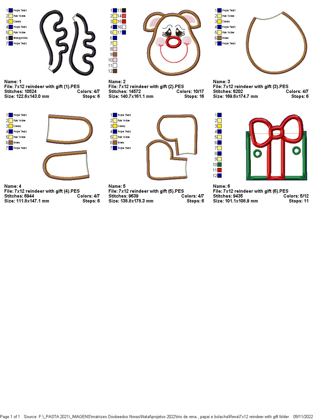 Reindeer with Gift Vase Ornament - ITH Project - Machine Embroidery Design