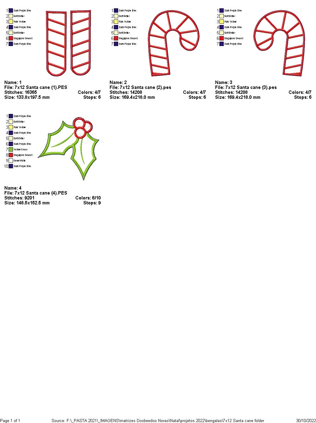 Santa Canes Christmas - ITH Project - Machine Embroidery Design