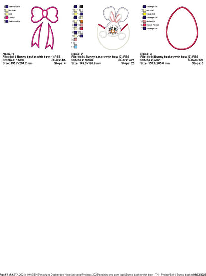 Bunny Basket with Bow - ITH Project - Machine Embroidery Design