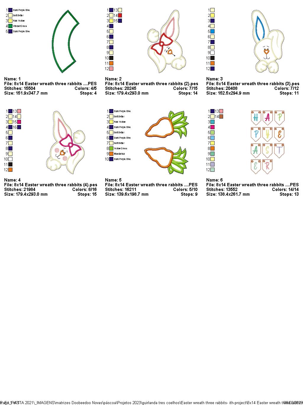 Easter Wreath Three Rabbits - ITH Project - Machine Embroidery Design